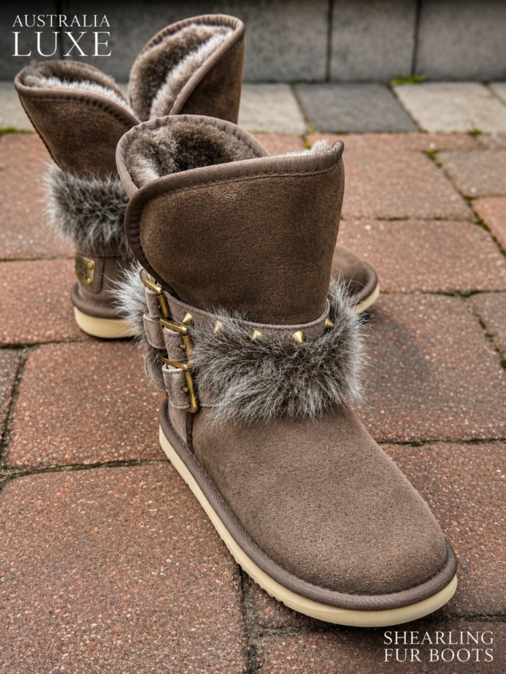 Australia Luxe Collective Hatchet Short Shearling Fur Boots Brown US 6 Booties